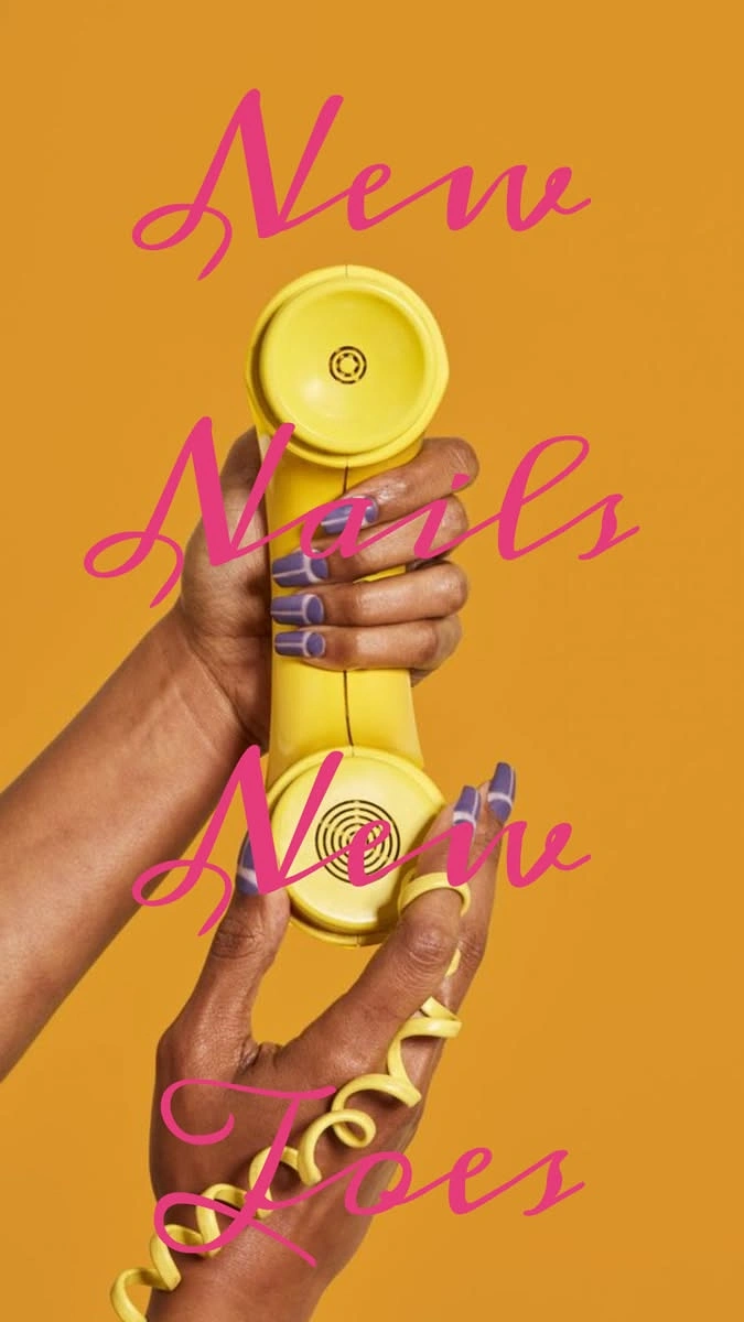 Nail Salons creative ad: Retro phone handset passed between manicured hands