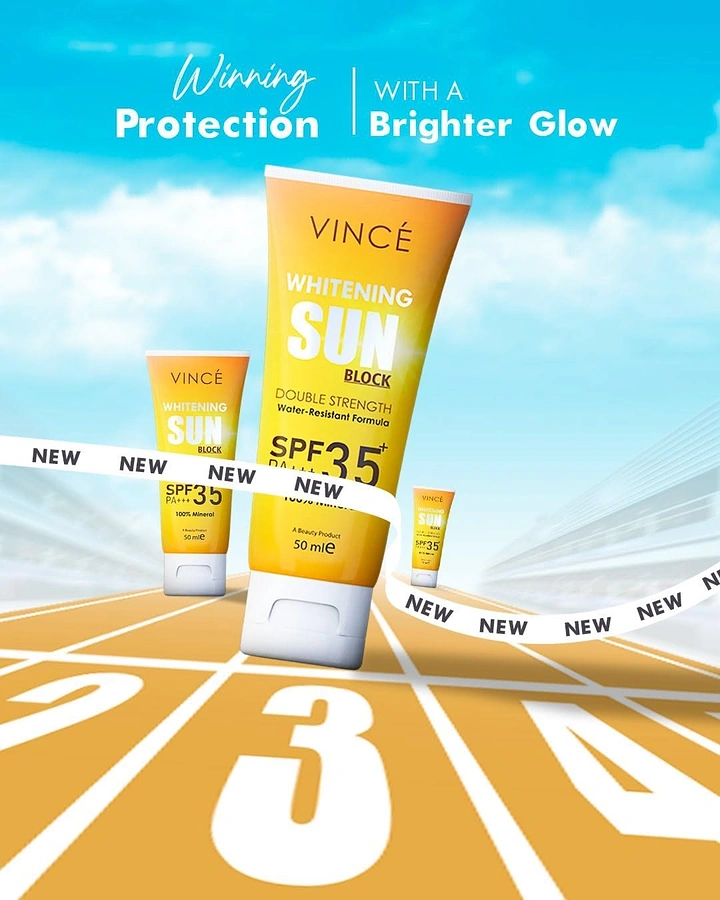 Sunscreen & Sun Care creative ad: Race track turns protection into competition