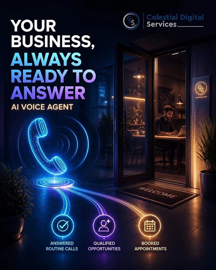Virtual Assistant Services creative ad: Neon phone creates premium answering metaphor