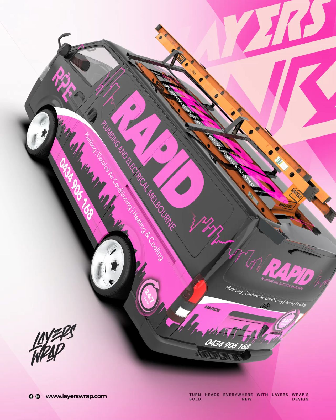 Instagram post: Aggressive tilted car-as-poster concept