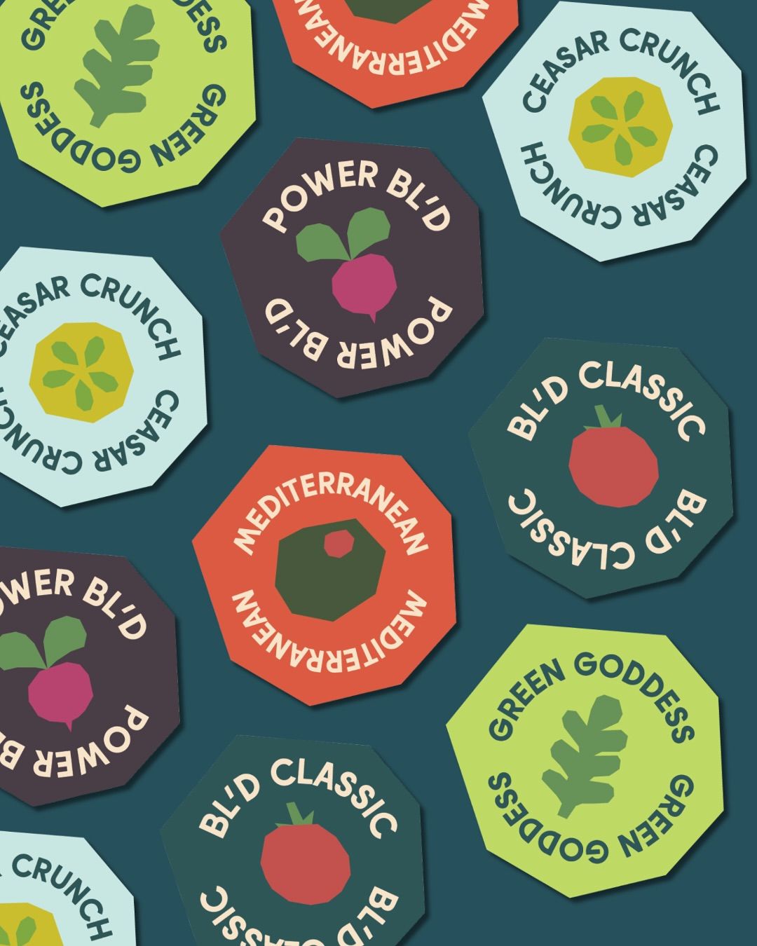Instagram post: Brand labels become a bold repeating pattern