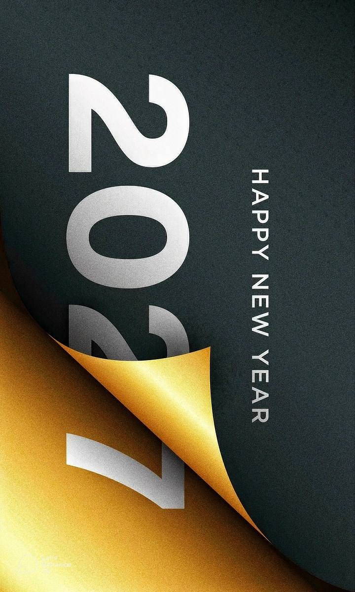 New Year creative ad: Page curl revealing gold beneath year numerals