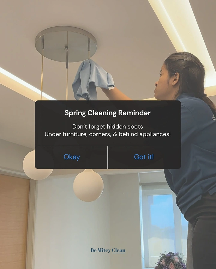 Cleaning Services creative ad: Phone reminder pop-up over cleaning photo