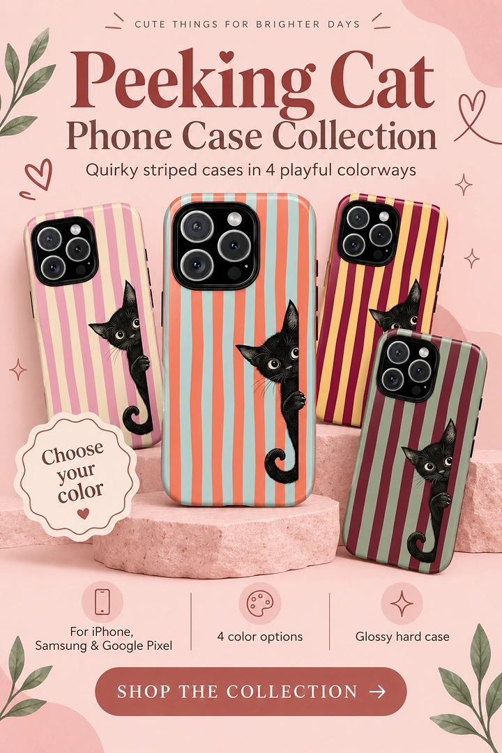 Phone Cases & Mobile Accessories creative ad: Cats peeking from cases make memorable collection concept