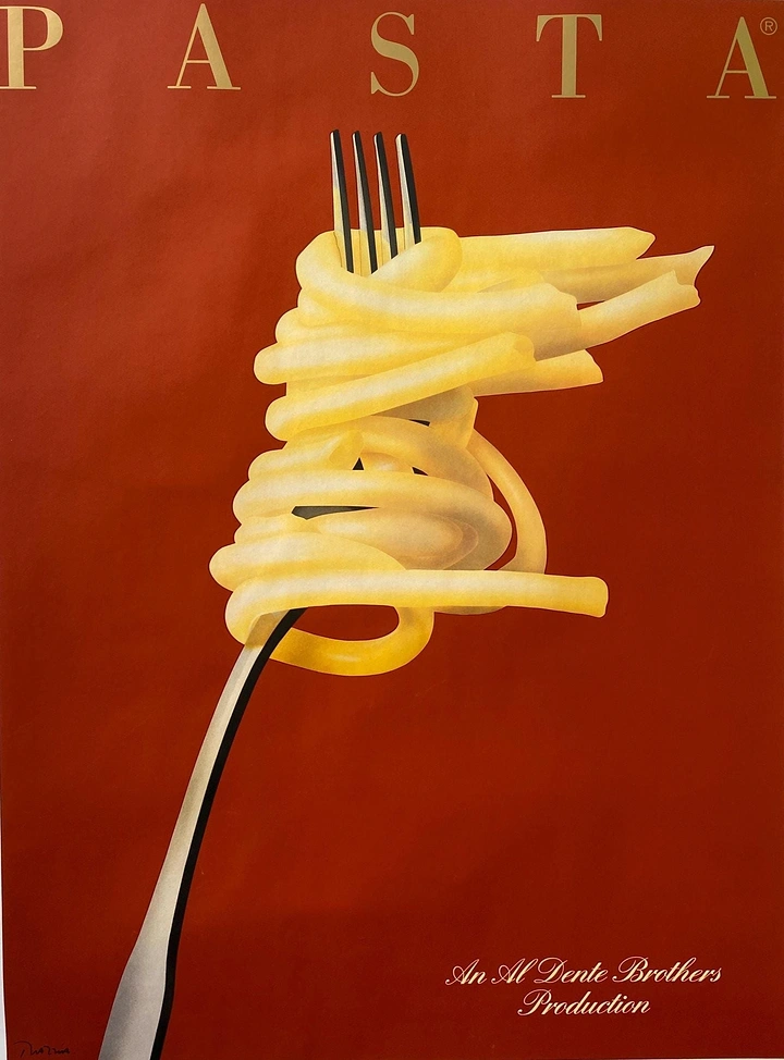 Italian Restaurants creative ad: Pasta tower turns fork into sculpture
