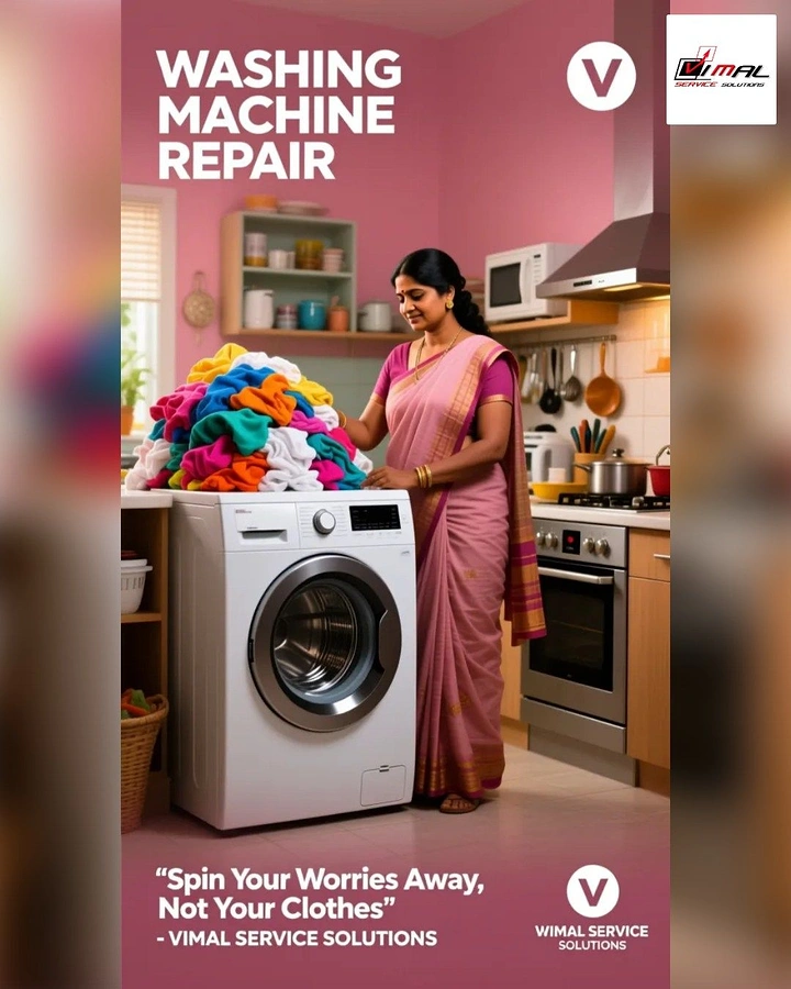 Appliance Repair creative ad: Spin-your-worries copy adds laundry wit