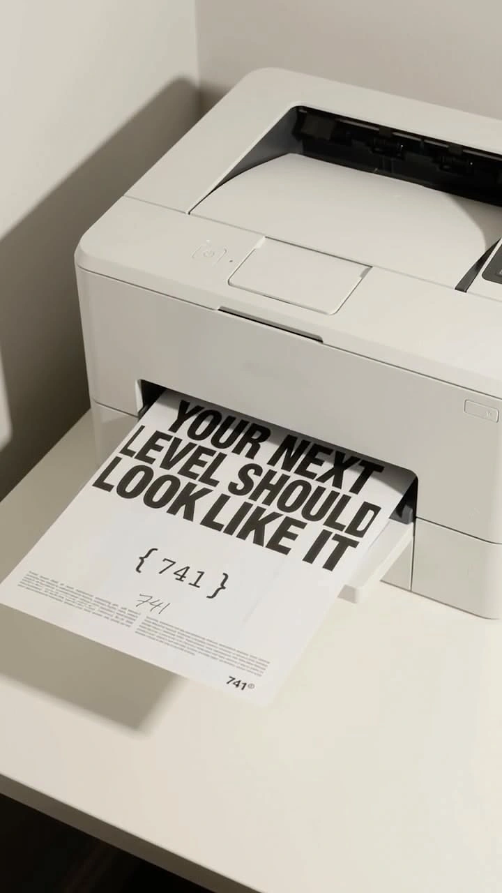 Printing Shops creative ad: Headline printed on the output page itself
