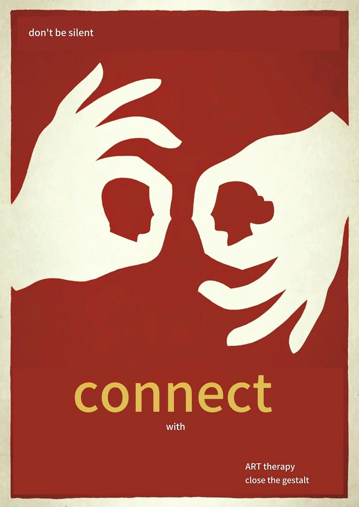 Therapists & Counsellors creative ad: Hands and faces create connection metaphor