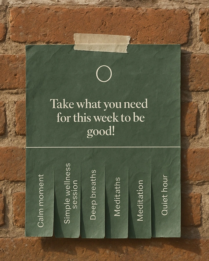 Yoga Studios creative ad: Green tear-off tab flyer taped to a brick wall