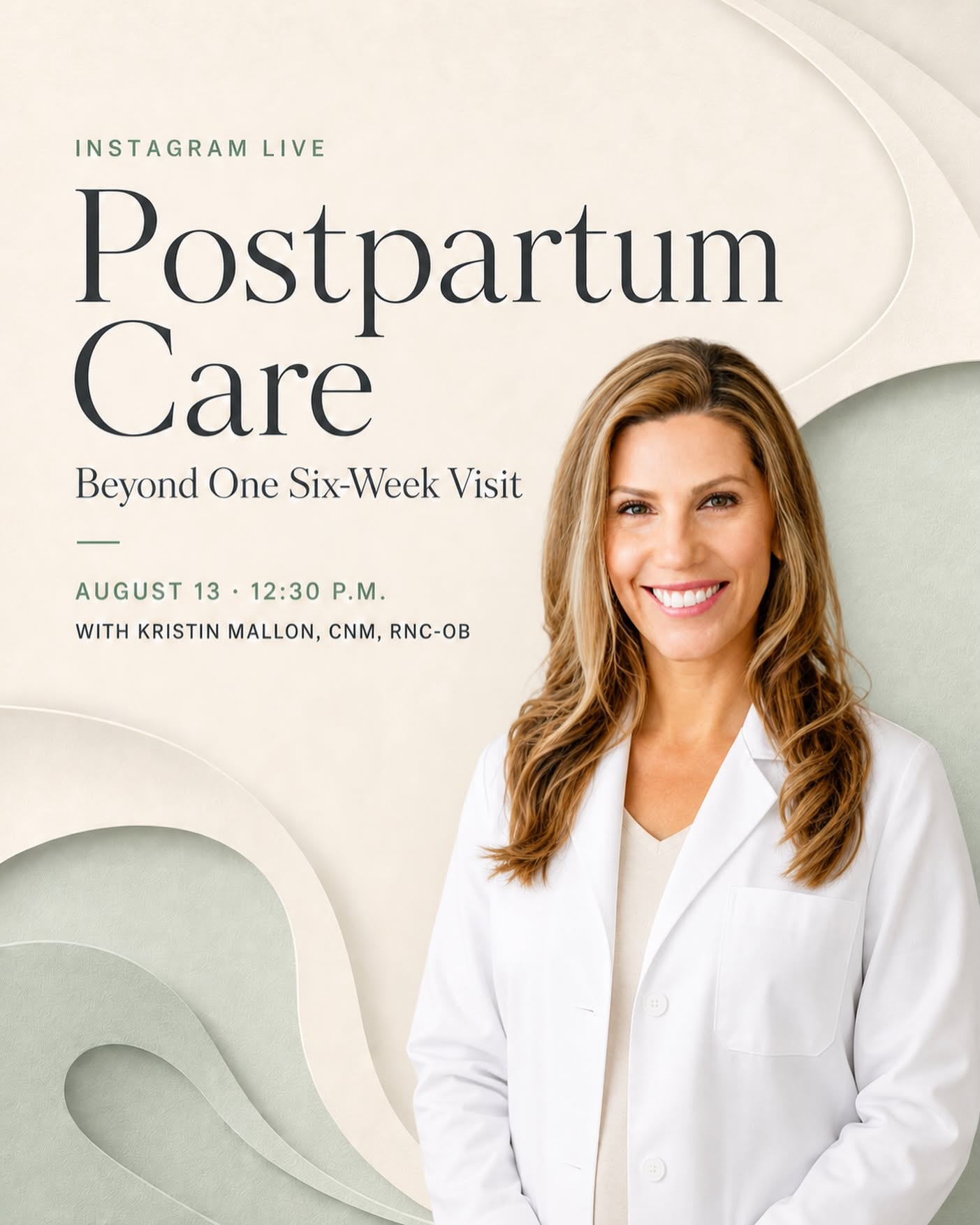 Instagram post: Strong editorial postpartum-care promotion