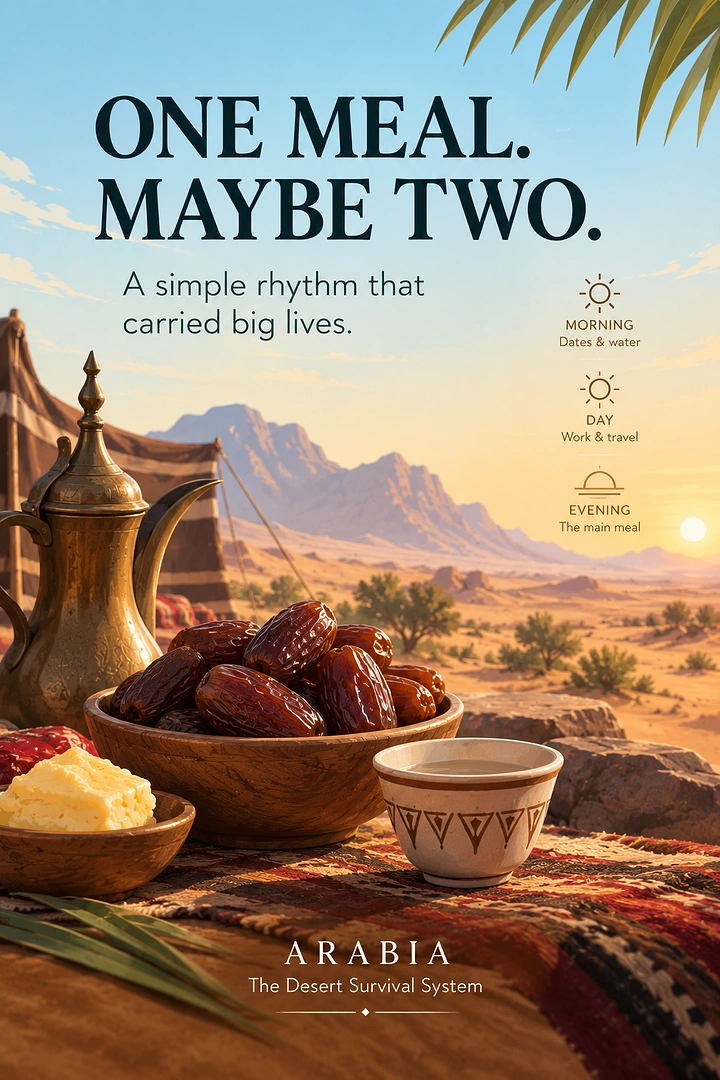 Arabic & Middle Eastern Restaurants creative ad: Desert survival system frames mealtime