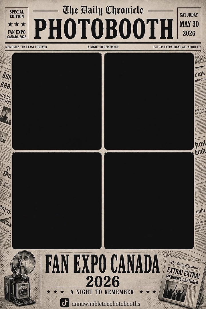 Photo Booth Rentals creative ad: Newspaper front page reframes photo booth