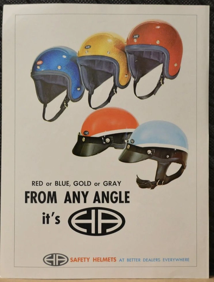 Helmets & Riding Gear creative ad: Vintage lineup supports from-any-angle copy