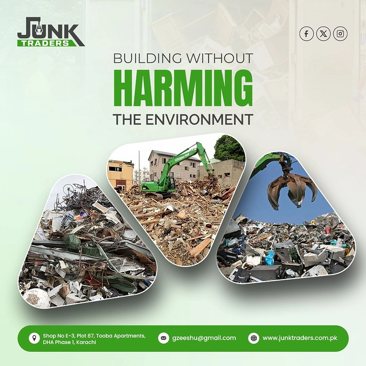 Junk Removal creative ad: Environmental construction visual metaphor