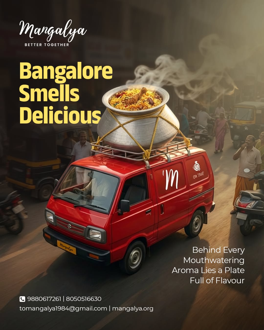 Instagram post: Delivery van carrying giant biryani pot