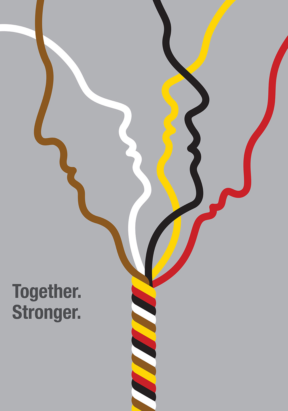 Poster: Five coloured line profiles braiding into one rope