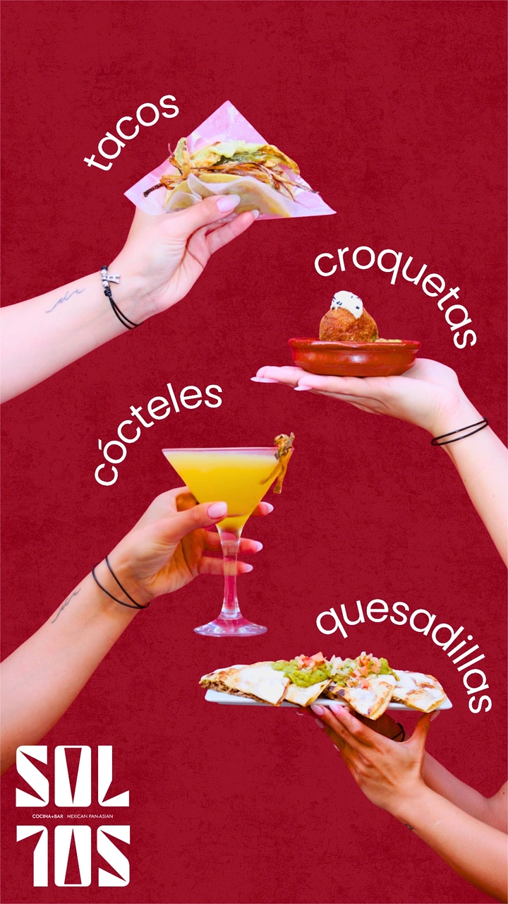 Mexican Restaurants creative ad: Floating hands create unexpected menu composition