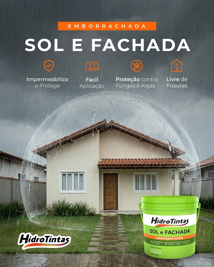 House Painters creative ad: House under protective glass dome in rain