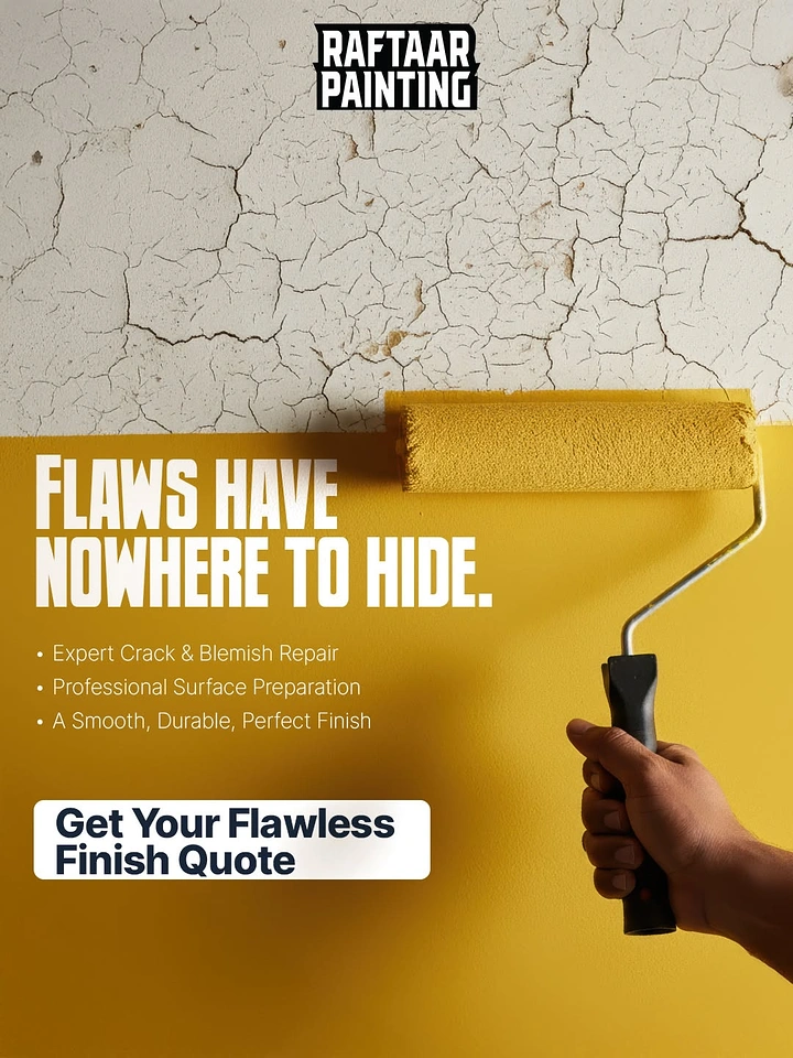 House Painters creative ad: Roller erasing cracks; 'Flaws have nowhere to hide'