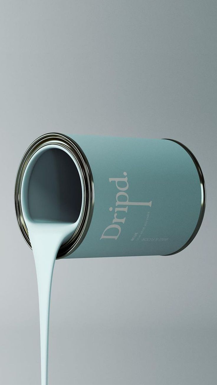 Story: Tilted teal paint can pouring a pale blue stream