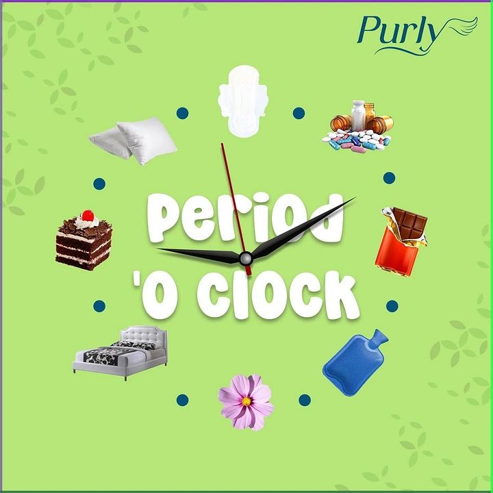 Period Care & Feminine Hygiene creative ad: Playful period-o'clock product clock