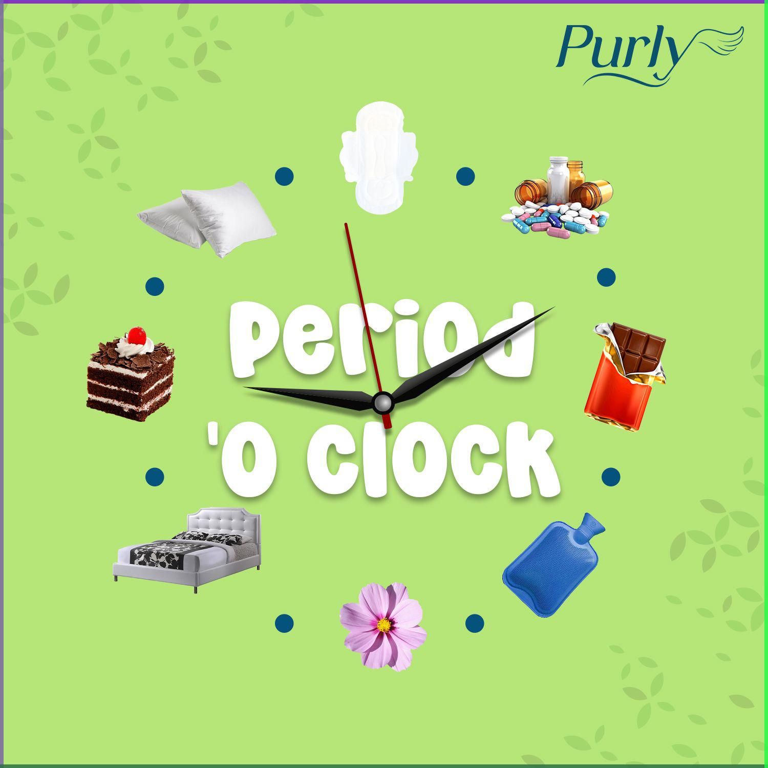 Instagram post: Playful period-o'clock product clock