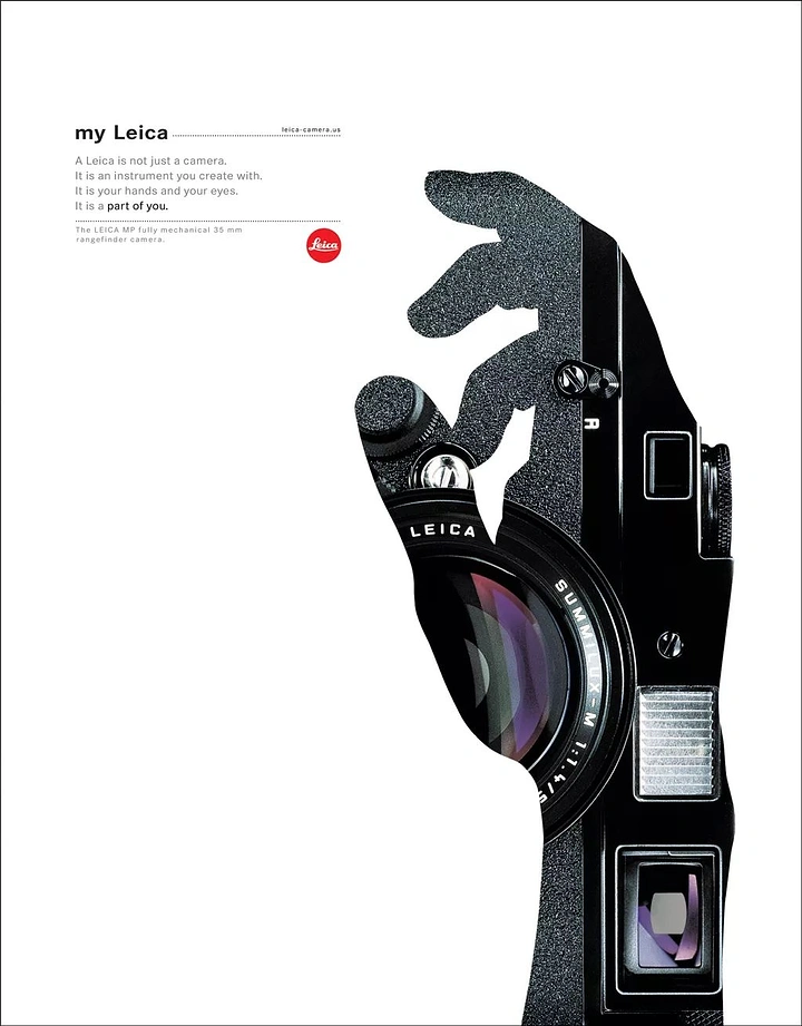 Photography creative ad: Hand silhouette morphs into Leica camera