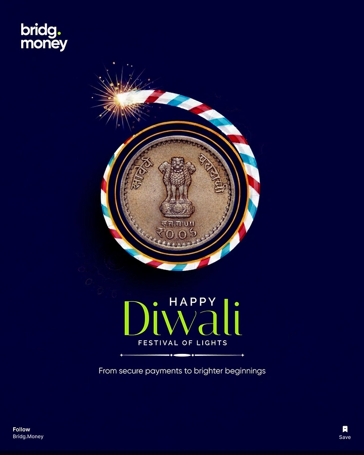 Diwali creative ad: Rupee coin turned into spinning chakri firework
