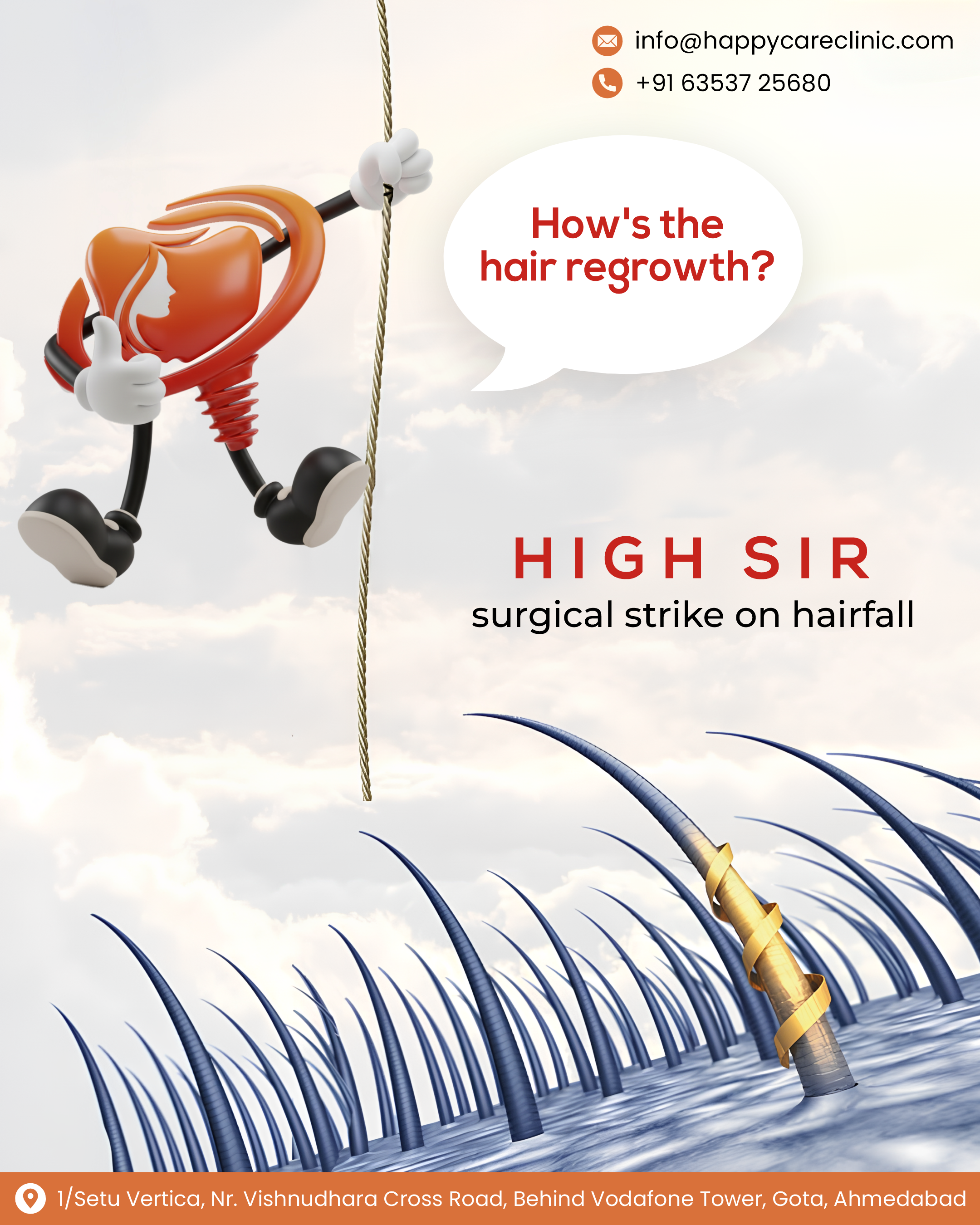 Instagram post: Follicle commando 'surgical strike' pun