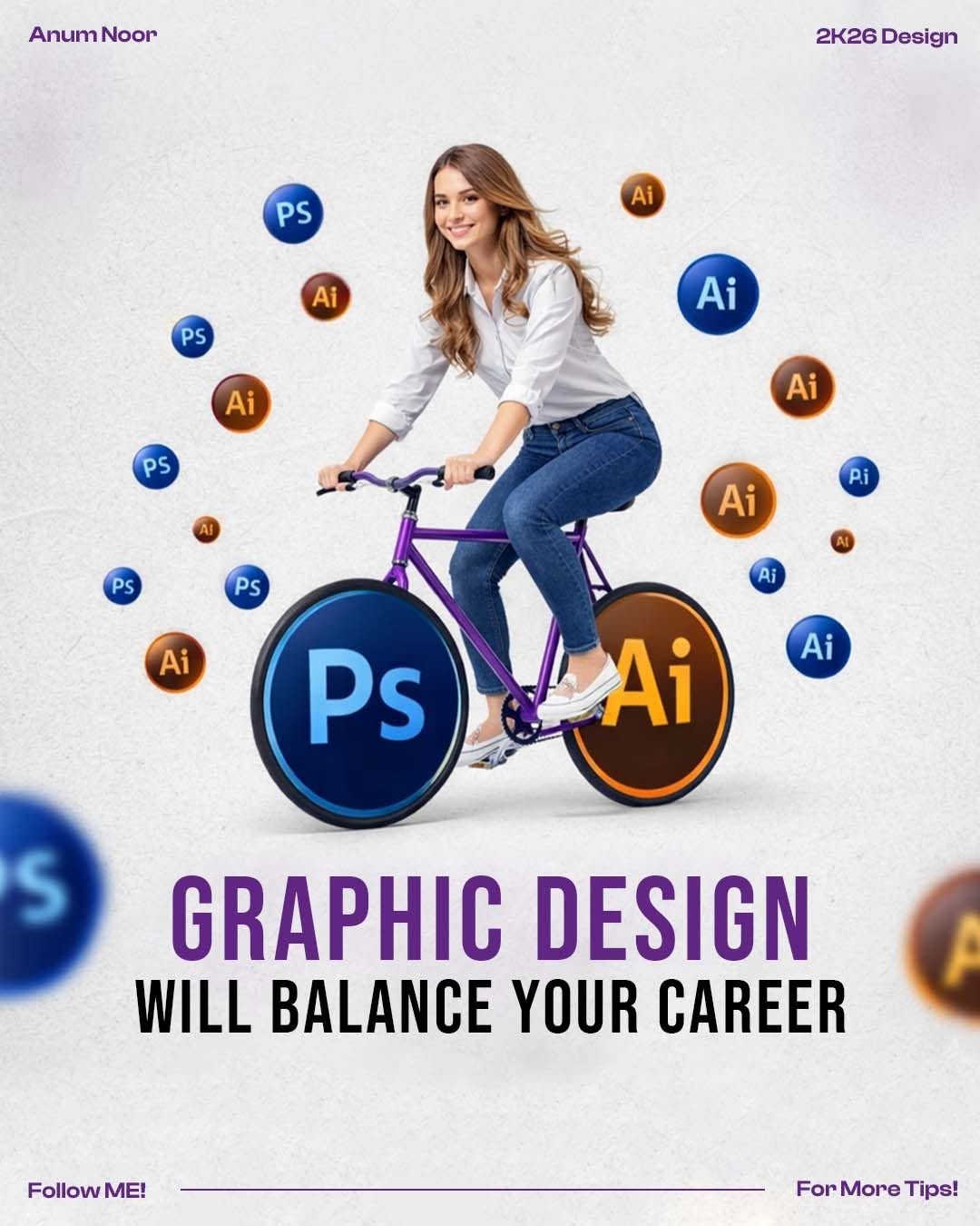 Instagram post: Bicycle balancing Photoshop and Illustrator metaphor