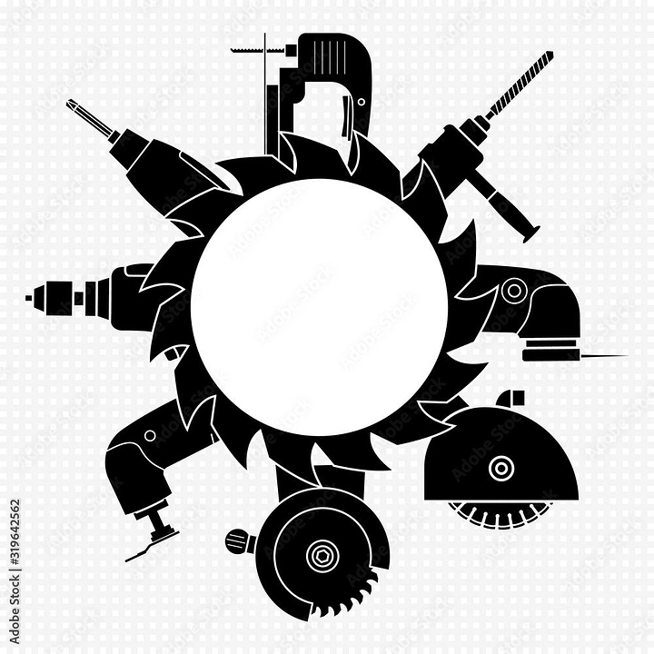 Power Tools creative ad: Tools form a circular emblem