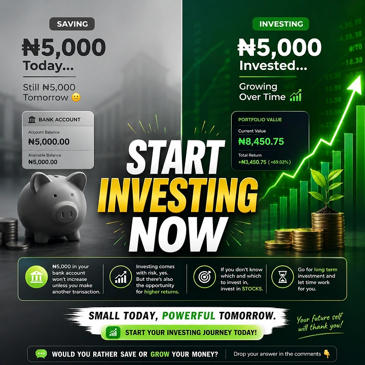 Stock Brokers & Investing creative ad: Split save vs invest comparison idea