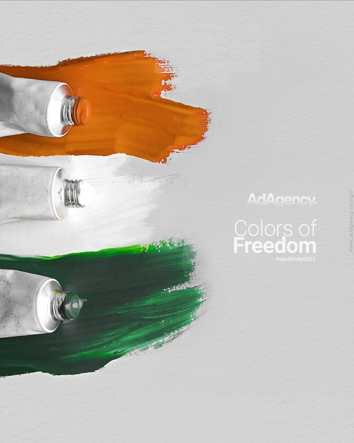 Republic Day creative ad: Three paint tubes squeezing out tricolour brush strokes