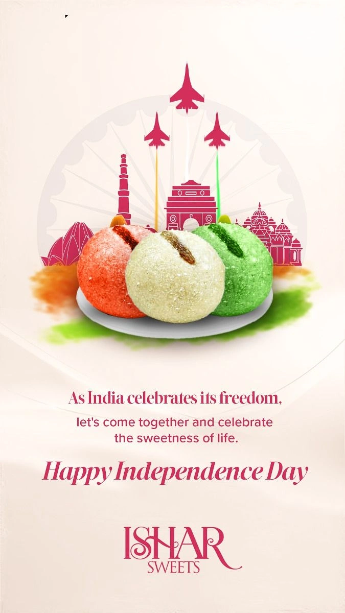 Independence Day creative ad: Tricolour sweets with jet flypast