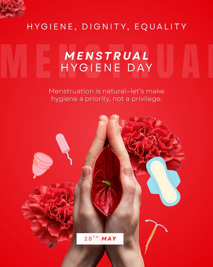 Period Care & Feminine Hygiene creative ad: Products and flowers form celebratory symbol