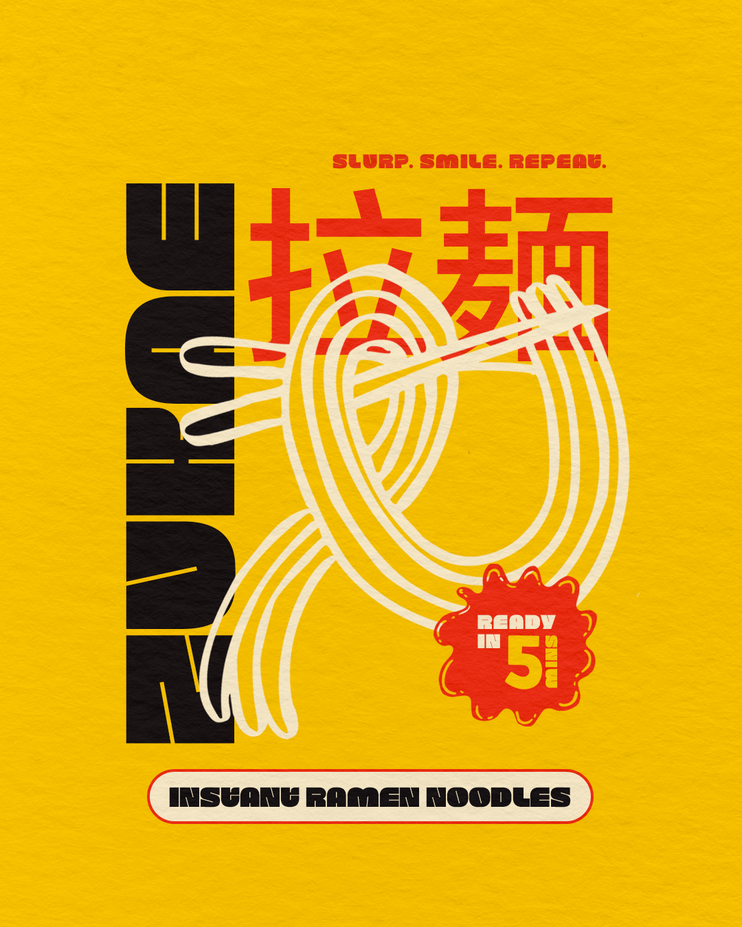 Instagram post: Noodle linework merges with bold lettering