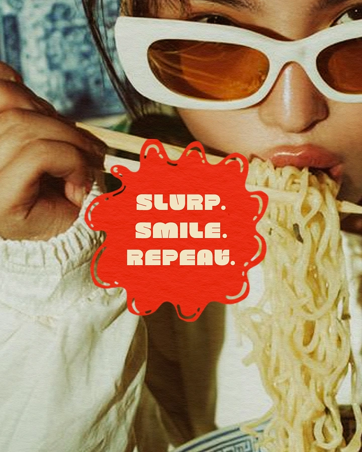 Instant Noodles & Pasta Brands creative ad: Unexpected sunglasses-and-noodles visual composition