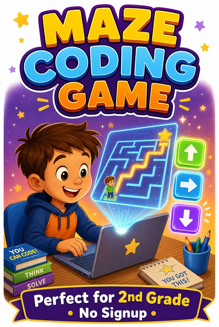 Robotics & STEM Classes creative ad: Maze game makes coding instantly visual