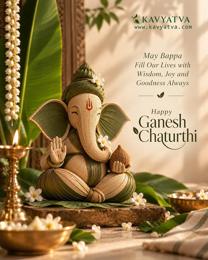Ganesh Chaturthi creative ad: Eco-friendly Ganesha idol woven from banana leaves and fibre