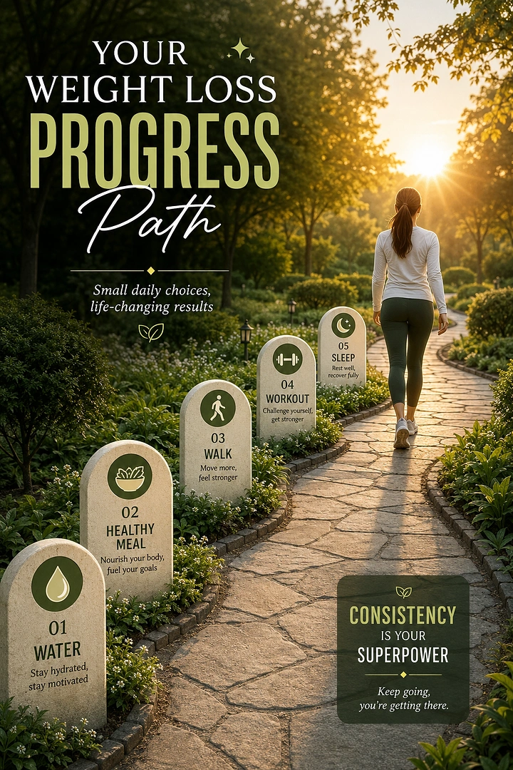 Weight Loss Clinics creative ad: Weight-loss progress path metaphor