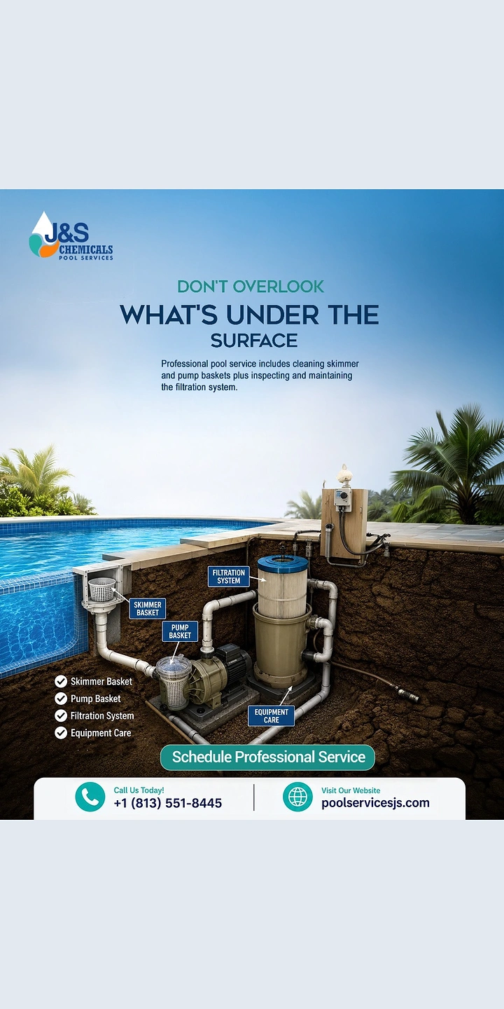 Swimming Pools & Pool Care creative ad: Pool cross-section reveals hidden systems