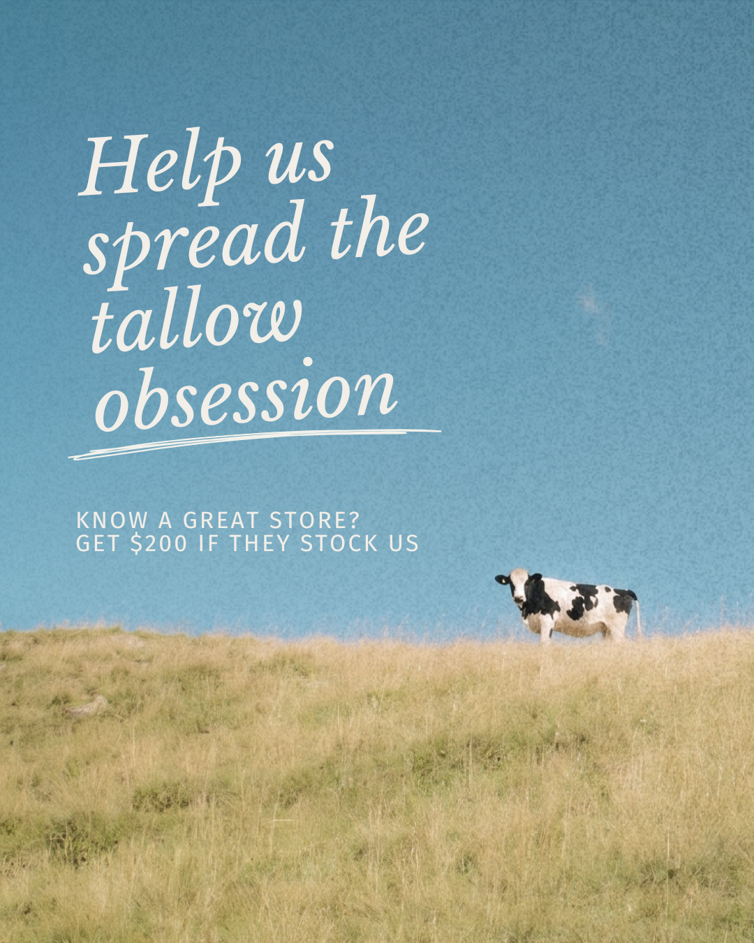 Instagram post: Witty referral copy, minimal pasture
