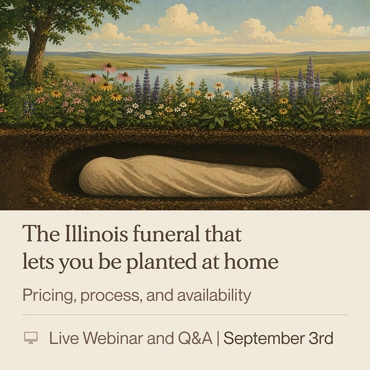 Funeral Services creative ad: Home burial 'planted' pun, painterly scene