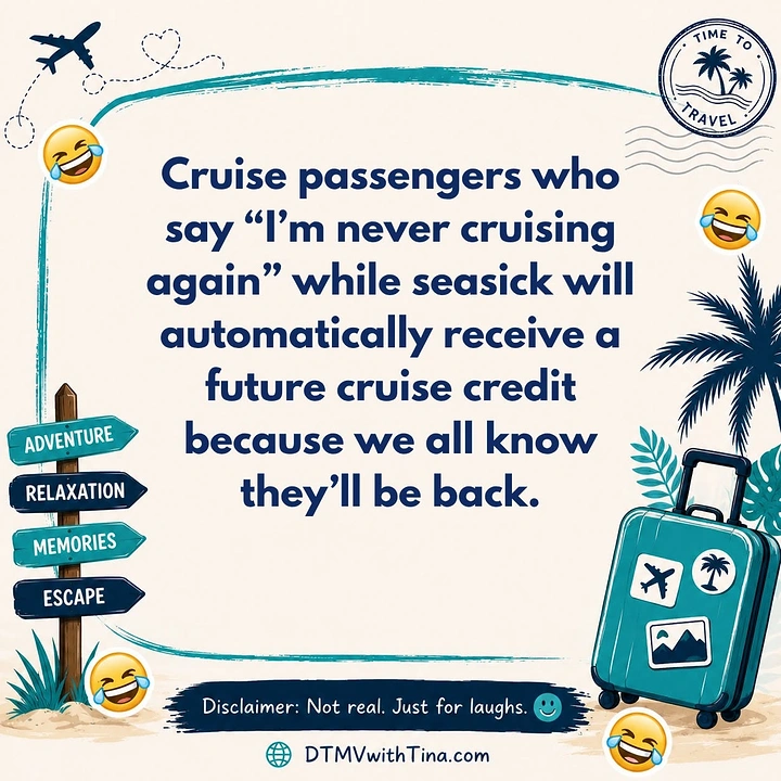 Cruises & Cruise Lines creative ad: Seasick-to-returning-customer joke