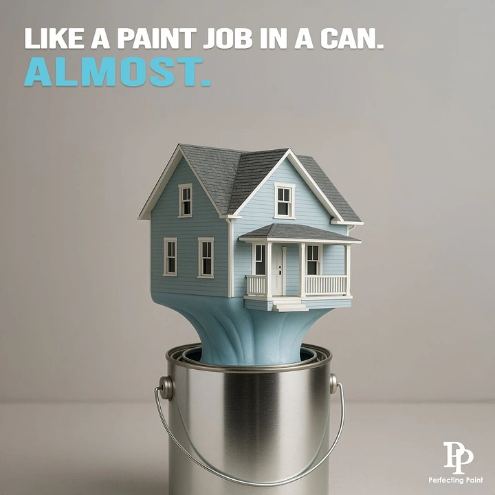 House Painters creative ad: House dipped in paint can, witty copy