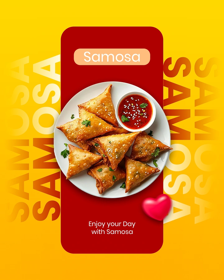 Indian Restaurants creative ad: Phone-like framing gives samosa ad distinction