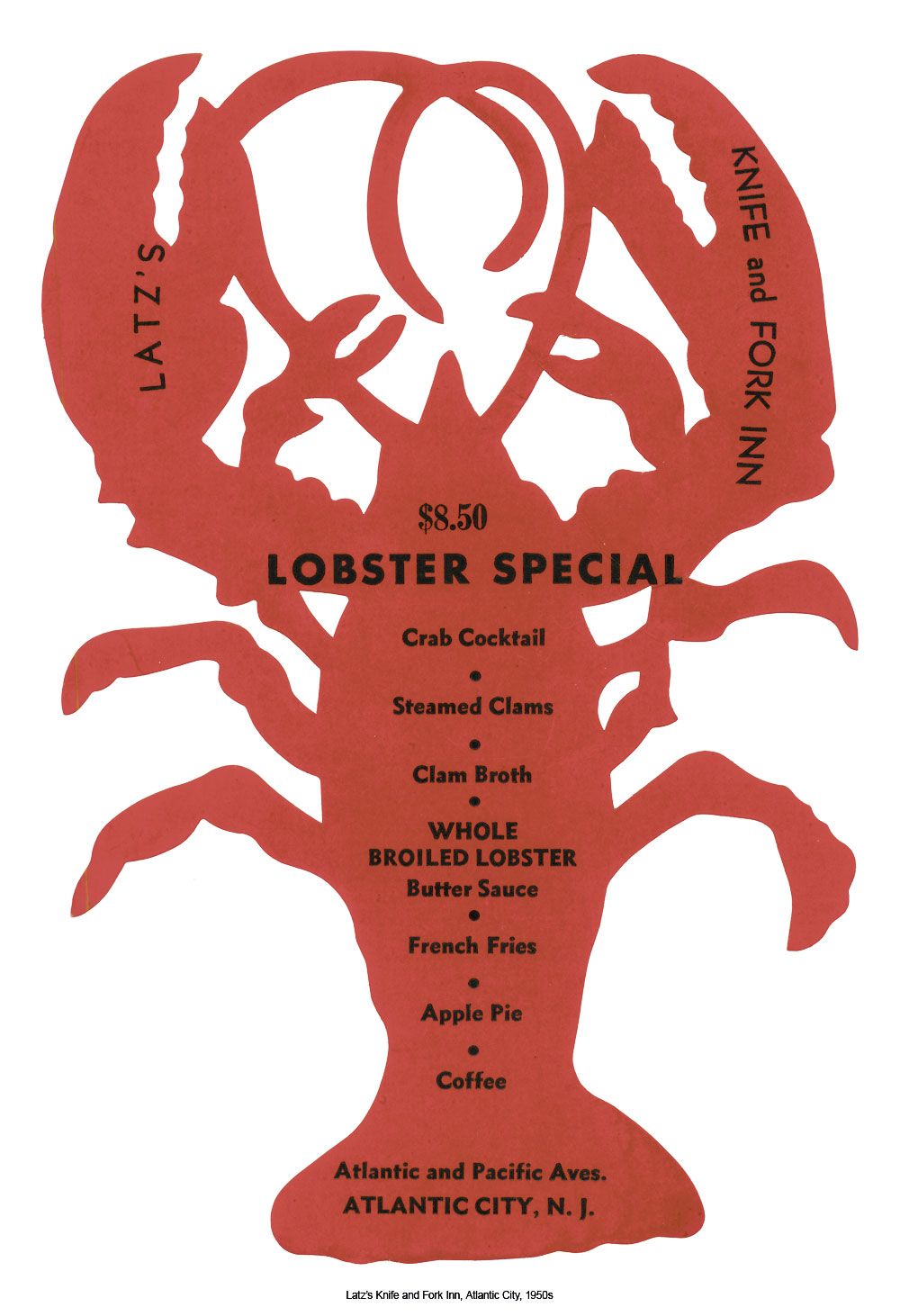 Story: Lobster silhouette contains menu typography