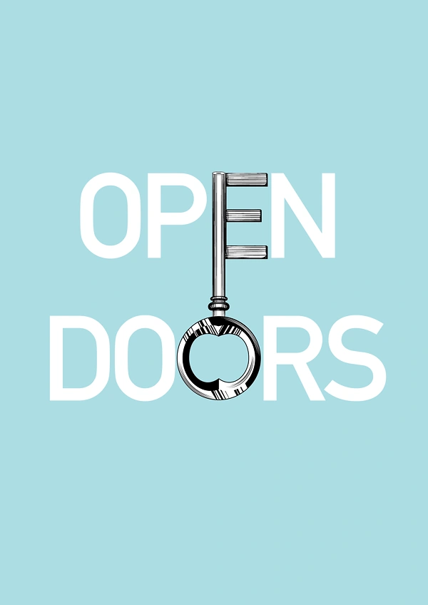 Locksmiths creative ad: Key replaces letter E in 'Open Doors'