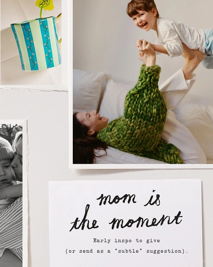 Mother's Day creative ad: Moodboard collage of a mother playing with her child