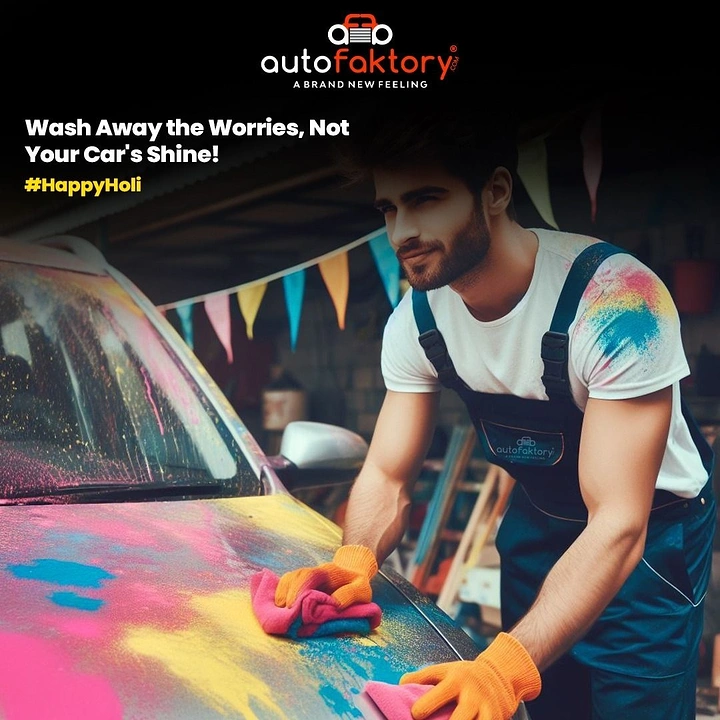 Holi creative ad: Car wash cleaning Holi colours, witty copy